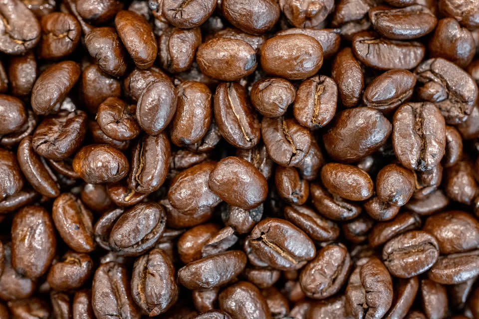 Close-up of freshly roasted beans